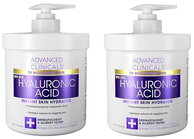 Advanced Clinicals Hyaluronic Acid Body Lotion & Face Moisturizer W/Vitamin E | Hydrating Dry Skin Firming Lotion Minimizes Look Of Wrinkles, Stretch Marks, & Crepey Skin | Skin Care Products, 2pc-GlimoraGlow
