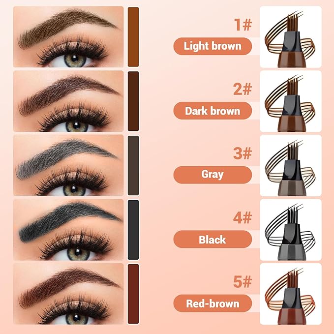 2025 New Magic Eyebrow Pencil, 3D Waterproof 4 Tipped Precise Brow Pen Microblading Eyebrow Pencil Contouring Pen Fine Stroke Microblading Creates Natural (Dark Brown)-GlimoraGlow