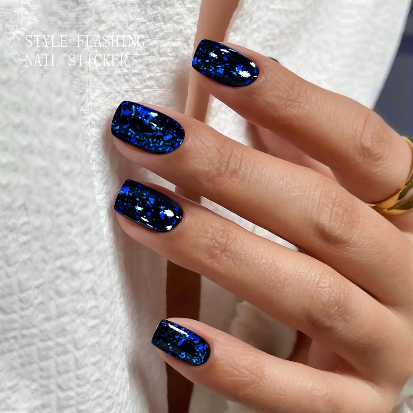 JMEOWIO Gel Nail Stickers Dark Blue Green Semi Cured Gel Nail Strips Wraps UV/LED Nails Art Design Decoration Accessories-GlimoraGlow