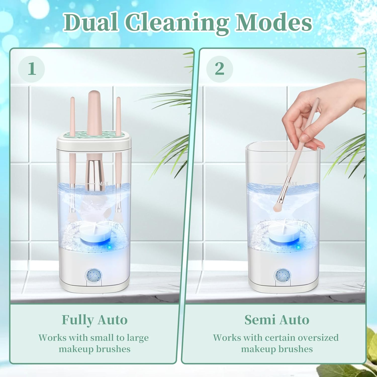 Electric Makeup Brush Cleaner Machine, Ultimate Efficient Automatic Cleaner for All Types of Makeup Brushes- Transparent-GlimoraGlow