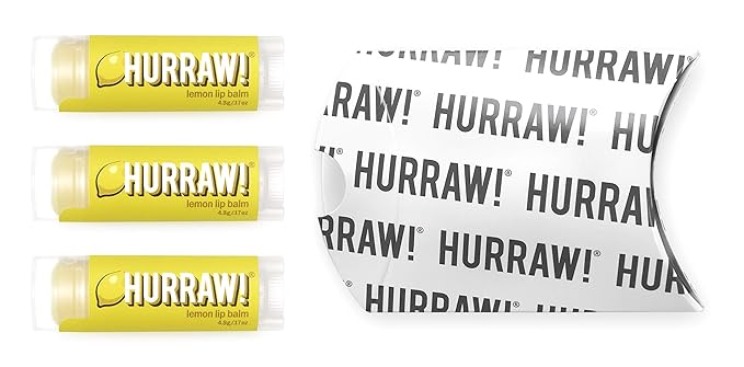 Hurraw! Lemon Lip Balm, 3 Pack: Organic, Certified Vegan, Cruelty and Gluten Free. Non-GMO, 100% Natural Ingredients. Bee, Shea, Soy and Palm Free. Made in USA-GlimoraGlow