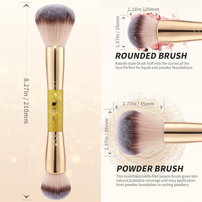 DUcare Foundation Powder Brush Double Ended Blush Makeup Brushes, Duo Bronzer Blush ideal for cream or powder-GlimoraGlow