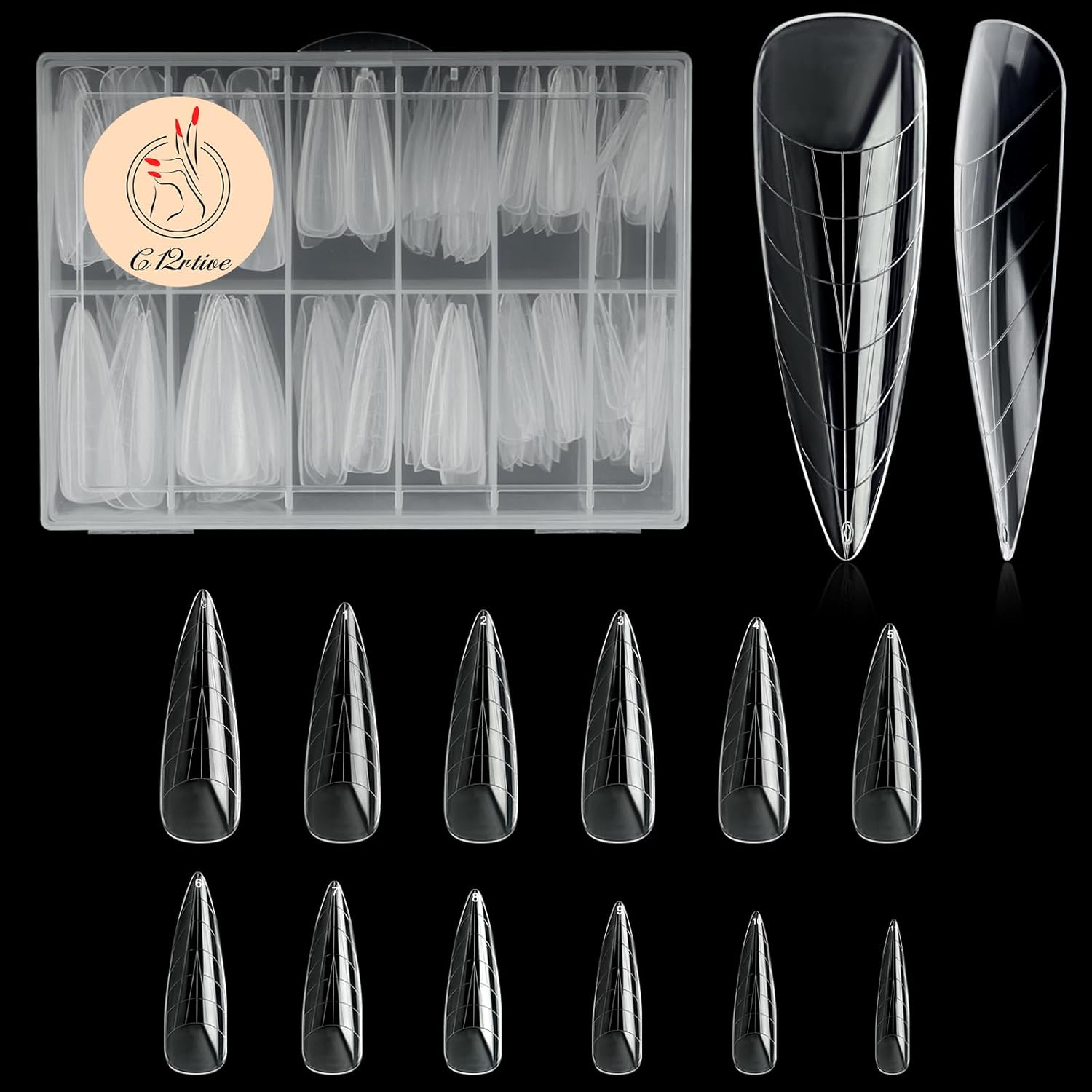 120Pcs Matte Dual Nail Forms,Long Almond Extension Poly Nail Gel Nail Forms Full Cover Nail Molds 12 Sizes for Solid Nail Gel Glue Nail Art Design Salon&DIY-GlimoraGlow