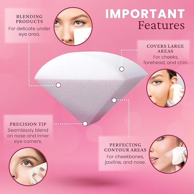 StansOut Beauty Sponge 4-Pack – Streak-Free, Airbrushed Finish | Reusable, Quick-Drying, Latex-Free | Multi-Angle Blending Sponge for Cream, Liquid & Powder | Pro Makeup Applicator-GlimoraGlow