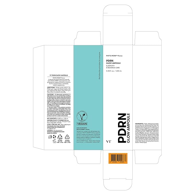 VT COSMETICS PDRN Glow Ampoule, PDRN Facial Mist, Deep Hydration Spray Serum, Vegan Skin Care, Light-weight Face Moisturizer, Plumping Effect, Fragrance-Free, Korean SkinCare (3.38 fl oz / 100 ml)-GlimoraGlow