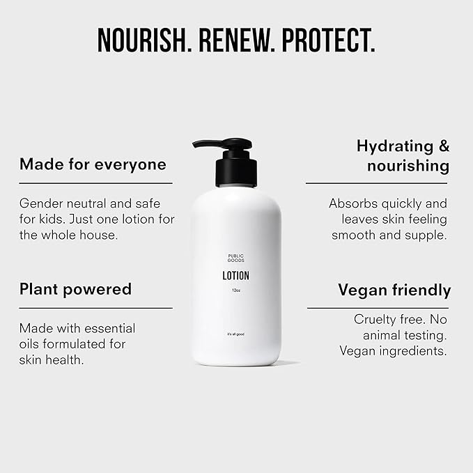 Public Goods Body & Hand Lotion for Women & Men | Natural Moisturizing Daily Lotion for Dry & Itchy Skin | Paraben & Sulfate Free | Made with Organic Essential Oils | Made in Canada | 12 Fl Oz Bottle-GlimoraGlow
