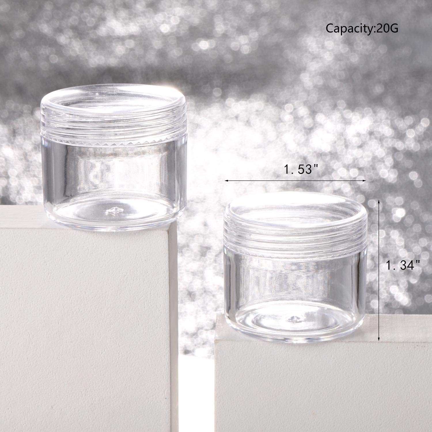 100 Count Clear Plastic Sample Containers 20g Empty Jars Cosmetic Containers with Lids Leak Proof Lip Balm Containers-GlimoraGlow
