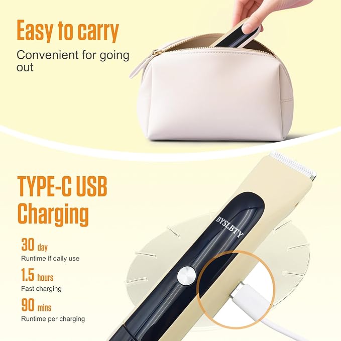 2 in 1 Bikini Trimmer for Women Dual Head Electric Shaver with LED Display,IPX7 Waterproof Wet & Dry, Painless Shaver for Underarm Leg Arm Body Face Private Area Khaki-GlimoraGlow