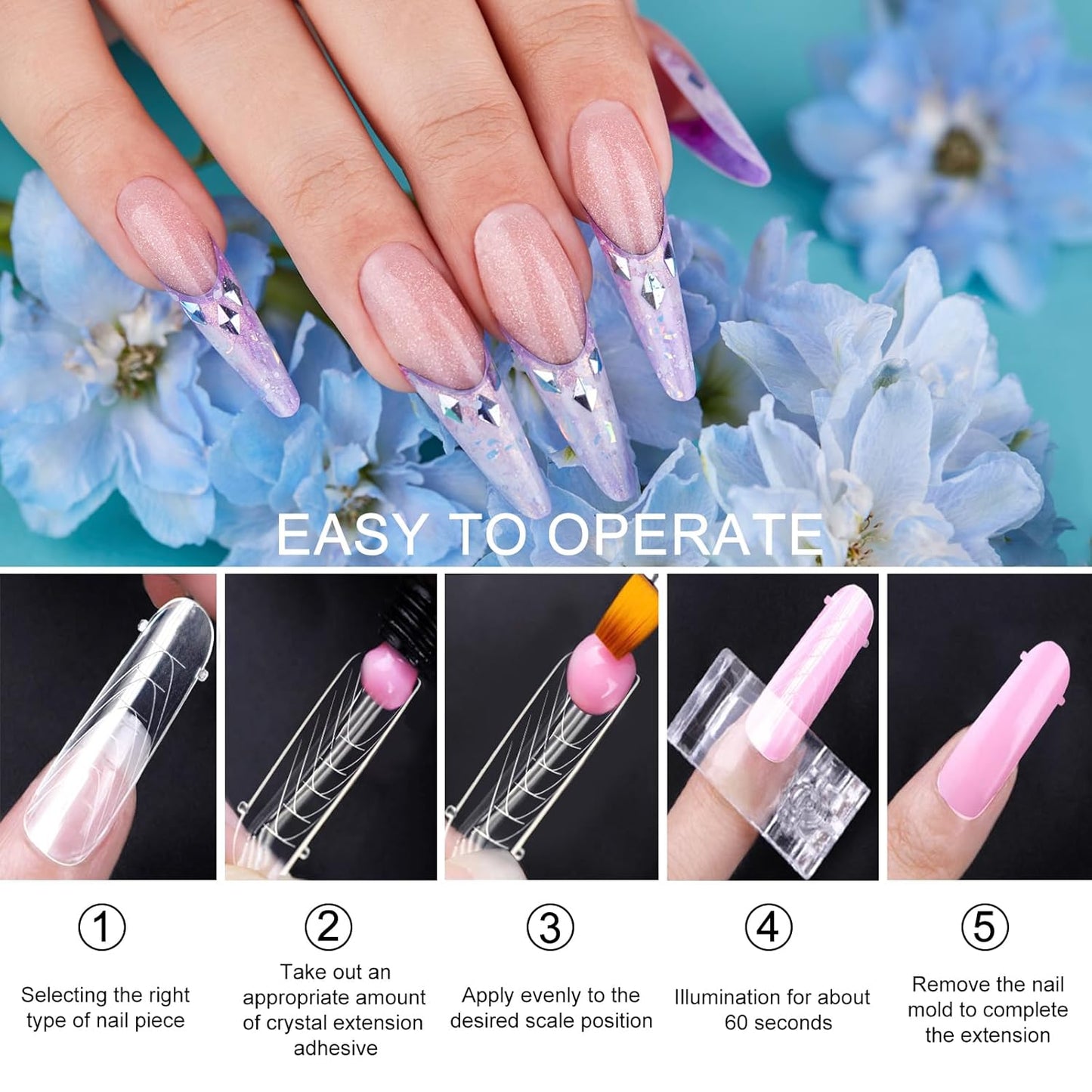 130 Pcs Poly Extension Gel Dual Nail Forms Nail Molds With Scale Builder Coffin Nail for Gel Manicure Nail Art Design Salon DIY at Home (Long Round-Head Dual Nail Forms Set)-GlimoraGlow