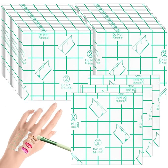 150 Pieces Makeup Hand Palette Single Use Makeup Hand Palette Disposable Adhesive Makeup Mixing Tray Cosmetic Makeup Palette Transparent Waterproof Makeup Tape for Makeup Artist-GlimoraGlow