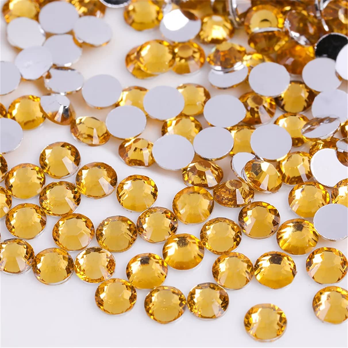 1500 Pieces SS16 4mm Flatback Rhinestones Clear Glass Round Gems Crystals for Nail Art DIY Crafts Clothes Shoes Bags （Golden Yellow）-GlimoraGlow
