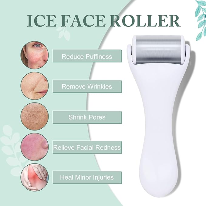 MAANGE Ice Roller For Face & Eye Roller for Puffiness,Stainless Steel Facial Roller Ice Face Roller Mini Roller Set (white 2 pcs)-GlimoraGlow