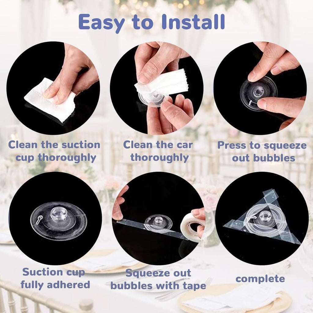 Wedding Car Flower Decoration, White Floral Flowers and Blue Ribbon Set, Just Married Automotive Ornament Accessores for Bridal Shower Party Decor