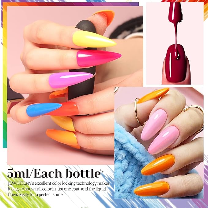 JEWHITENY 45 PCS Gel Nail Kit with 42 Colors Nail Polish Set Green Blue Red Pink Collection Gifts for Women-GlimoraGlow