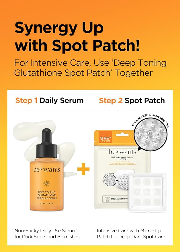 Bewants Skin Brightening Glutathione Serum, Deep Toning Complex for Even Skin Tone, with Vitamin C, Niacinamide 50,000ppm, and Dark Spot care, 1.01 fl oz (1 Pack)-GlimoraGlow