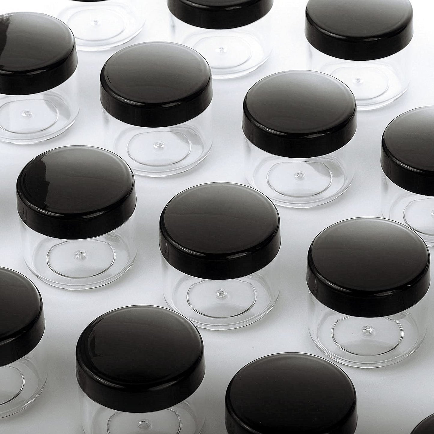 100 Count Refillable Cosmetic Containers with Lids 20 Grams Black Makeup Sample Jars for Beauty Products - Black-GlimoraGlow