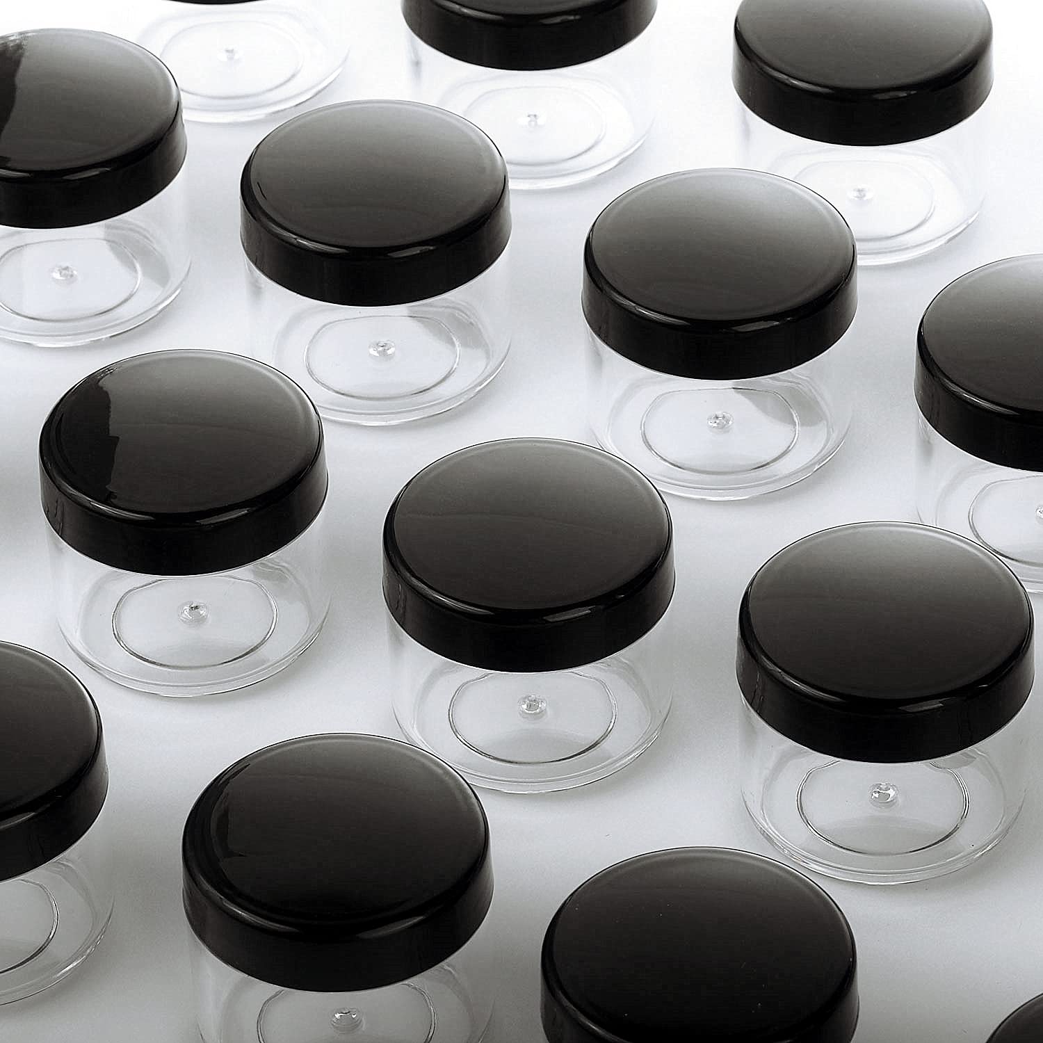 100 Count Refillable Cosmetic Containers with Lids 20 Grams Black Makeup Sample Jars for Beauty Products - Black-GlimoraGlow