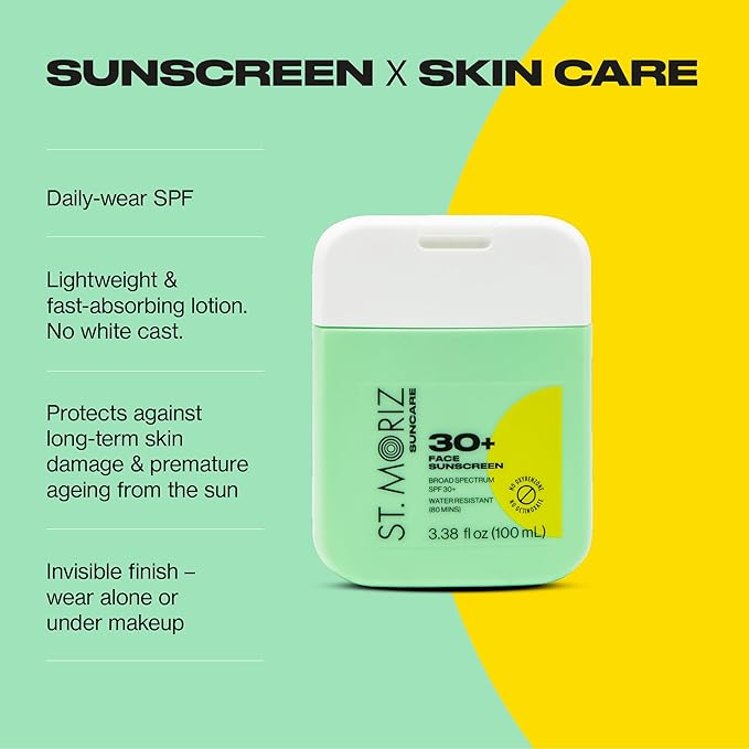 St Moriz Suncare SPF - Sunscreen - Broad Spectrum Protection Water Resistant Sunscreen Moisturizing Lotion + Vitamin E - Oxybenzone & Octinoxate Free - Vegan - Face, 30, Sun Protection Factor (SPF)-GlimoraGlow