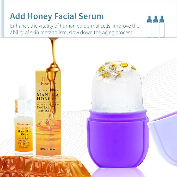 Ice Roller for Face,Ice Face Roller Skin Care ,Face Ice Pack Ice Facial and Eyes Cube Massager tools.Contains Essence Set (Set-Purple)-GlimoraGlow