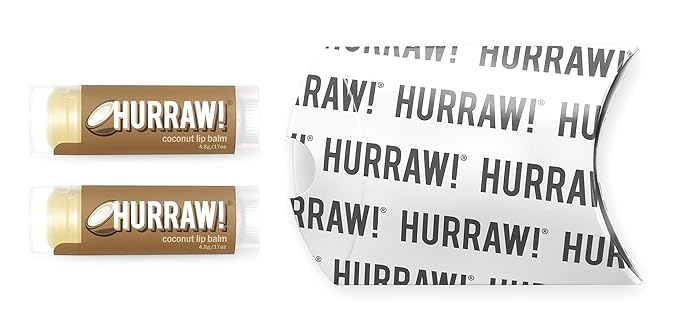 Hurraw! Coconut Lip Balm, 2 Pack: Organic, Certified Vegan, Cruelty and Gluten Free. Non-GMO, 100% Natural Ingredients. Bee, Shea, Soy and Palm Free. Made in USA-GlimoraGlow