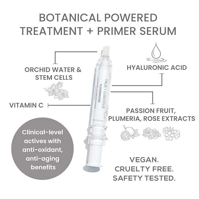 True + Luscious Flowerdose Lip & Eye Serum – 2-in-1 Lip Plumping & Eye Serum for Dry Lips and Dark Circles – Intensely Hydrating, Anti-Aging Formula – 0.5 oz-GlimoraGlow
