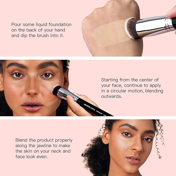 Flat Top Kabuki Foundation Brush, EIGSHOW Premium Makeup Brush for Liquid, Cream, and Powder - Blending, Buffing, Stippling, Flawless Application (F624)-GlimoraGlow