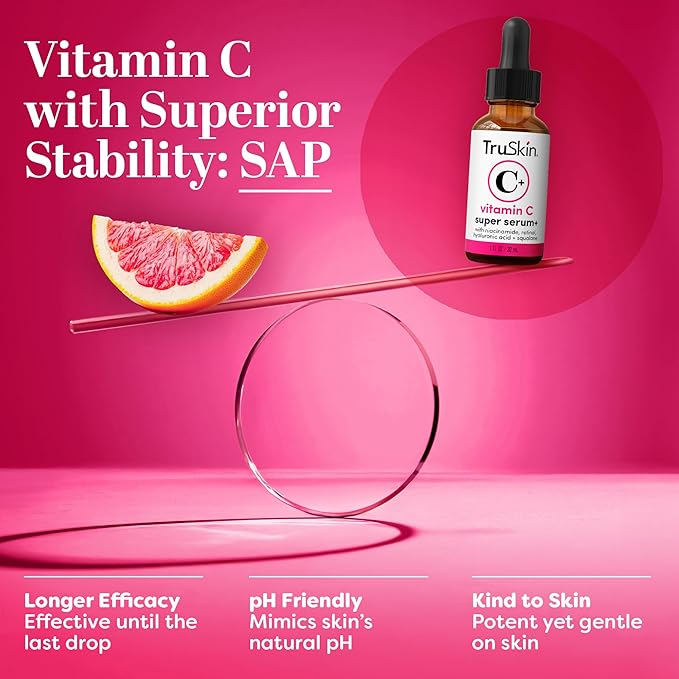 TruSkin Vitamin C Super Serum - Niacinamide, Retinol, Hyaluronic & Salicylic Acid - All-in-One Anti Aging Serum for Face – Improve Appearance of Dark Spots, Firmness for Brighter Looking Skin, 1 Fl Oz-GlimoraGlow