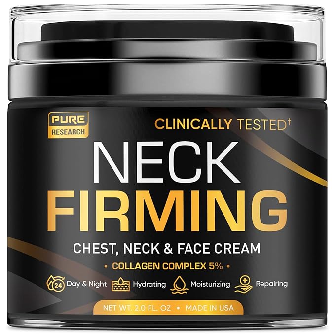 PURE RESEARCH Neck Firming Cream - Anti Wrinkle Cream Day & Night Face Neck and Décolleté Cream - Moisturizing, Lifting & Hydrating-GlimoraGlow