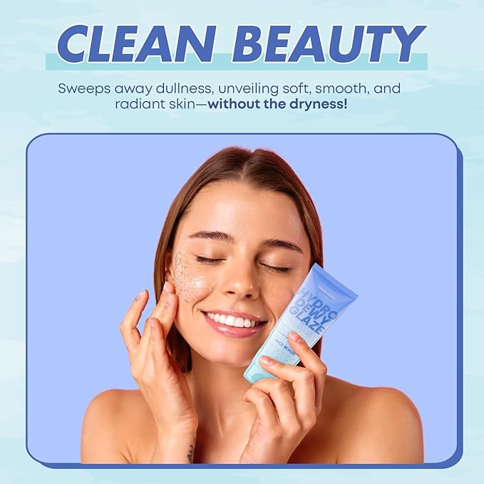 Hyaluronic Acid Facial Scrub - Dermatologist Tested, Anti-Aging, Korean Skin Care, Hydrates & Plumps Dry Skin, Improves Texture & Firmness - Gentle, Vegan, 95% Natural - 1 Pack-GlimoraGlow