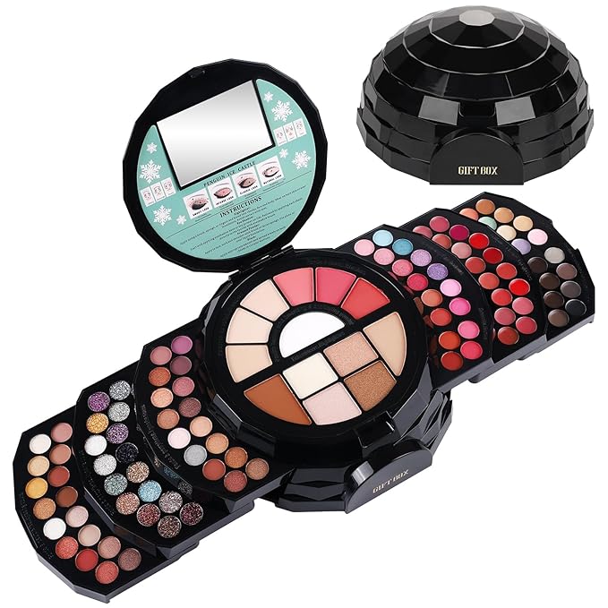 109 Colors Makeup Kit for Women Girl Full Kit Gift Set with Mirror All in One Make up Palette Included Eyeshadow Glitter Lipstick Concealer Eyeliner Eyebrow Highlighter Contour Blusher Compact PowderY-GlimoraGlow