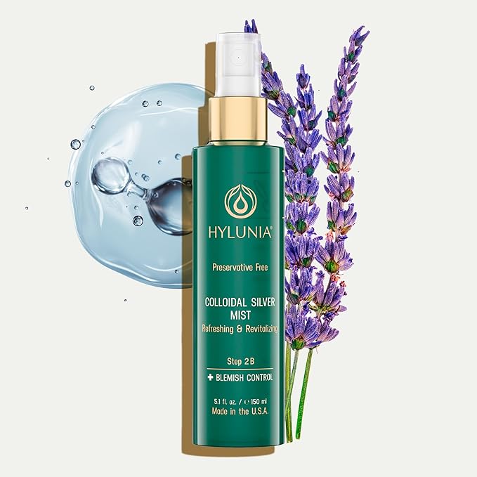 Hylunia Colloidal Silver Mist Toner 5.1 fl. oz. – Hydrating Versatile Toner for Acne-Prone Inflamed Skin | Infused with Colloidal Silver & Lavender for Glowing Skin Cuts & Burns, Body-Refresher-GlimoraGlow