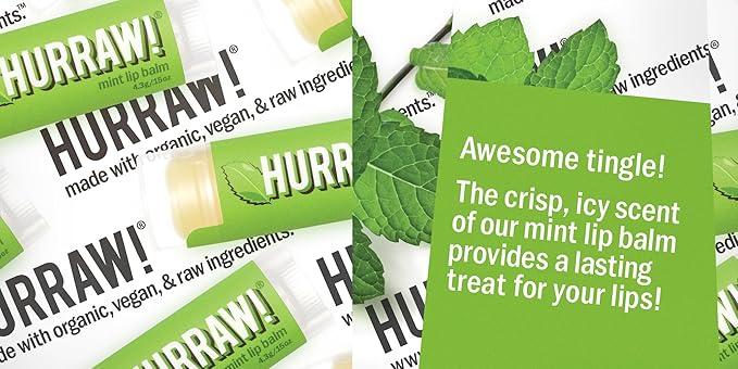Hurraw! Mint Lip Balm, 2 Pack: Organic, Certified Vegan, Cruelty and Gluten Free. Non-GMO, 100% Natural Ingredients. Bee, Shea, Soy and Palm Free. Made in USA-GlimoraGlow