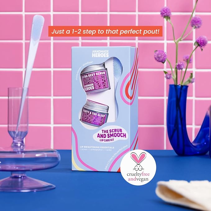 100% Natural Lip Scrub, Vegan Conditioning Coconut Lip Exfoliator - Gentle Exfoliant, Sugar Lip Polish and Lip Exfoliator Scrubber for Chapped and Dry Lips (Bakuchiol 3pc Set)-GlimoraGlow