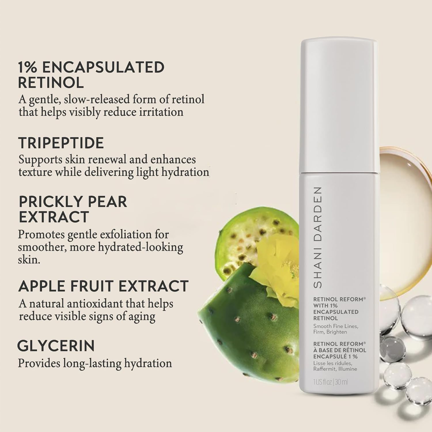 SHANI DARDEN SKIN CARE Retinol Reform with 1% Encapsulated Retinol Serum for Face & Neck, Gentle Slow-Release Face Serum with Tripeptide for Wrinkles, Fine Lines & Uneven Tone, 1 fl oz-GlimoraGlow