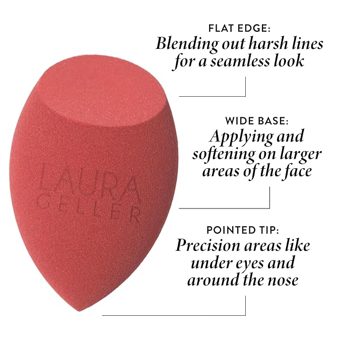 LAURA GELLER NEW YORK Full Face Blending Sponge, Easy Makeup Blender for Foundation & Concealer, Latex-Free for Sensitive Skin-GlimoraGlow
