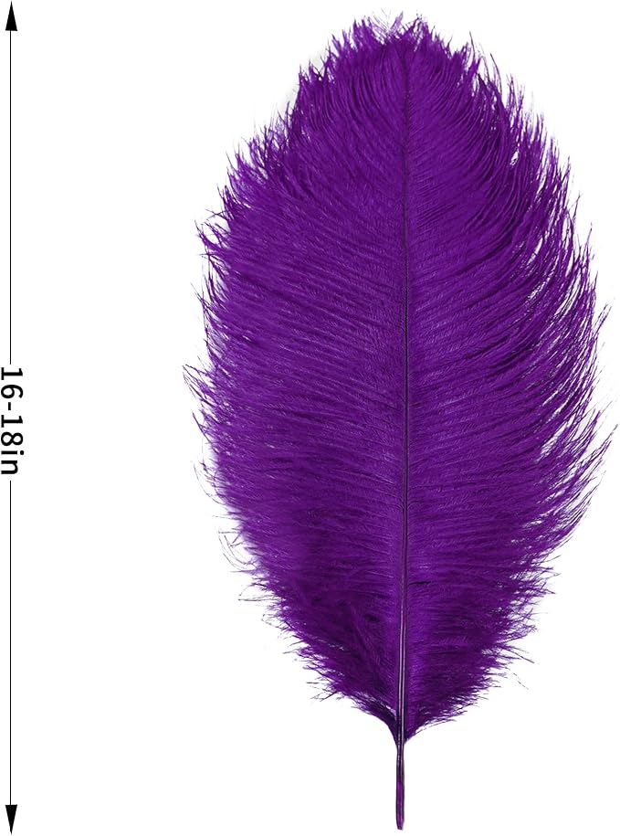 Larryhot Purple Large Ostrich Feathers - 10pcs 16-18 inch Natural Feathers for Vase and Wedding Party,Christmas Decor(Purple)