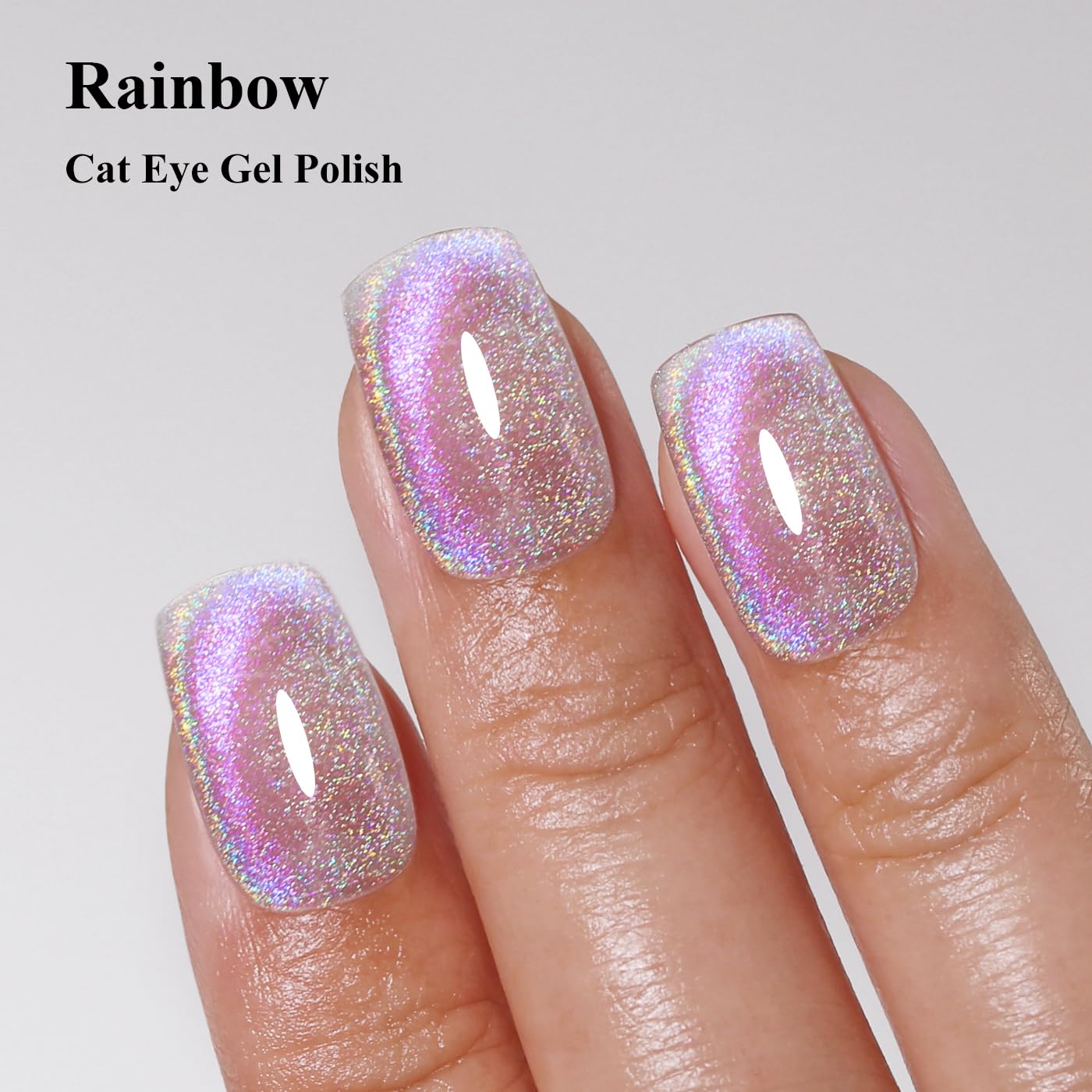 Imtiti Cat Eye Gel Nail Polish, Rainbow Holographic Magnetic Nail Gel Polish With Magnet Glittery Iridescent Galaxy Spring Summer Kit Soak Off UV Led 10ML-GlimoraGlow