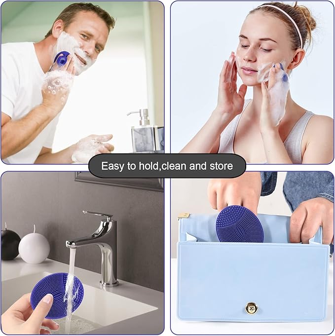 INNERNEED Silicone Face Cleansing Scrubber, Exfoliating Scrub Manual Handheld Facial Brush Blackhead Remover, Food-Grade Soft Bristle (Pack of 4)-GlimoraGlow