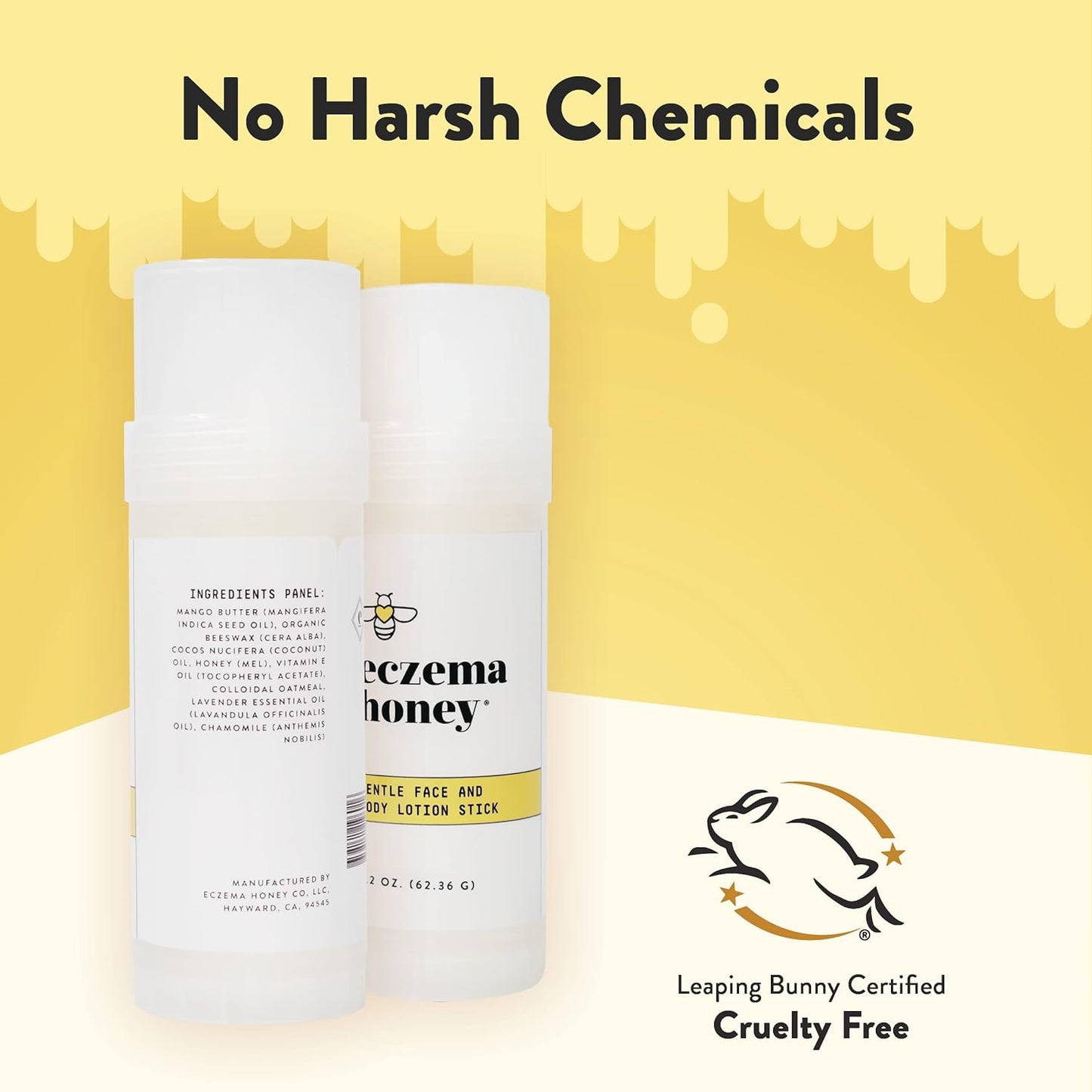 ECZEMA HONEY Gentle Face & Body Lotion Stick - Moisturizing Colloidal Oatmeal Hand Cream for Extremely Dry Skin - Eczema Lotion Helps Psoriasis, Dermatitis & More (2.2 Oz)-GlimoraGlow