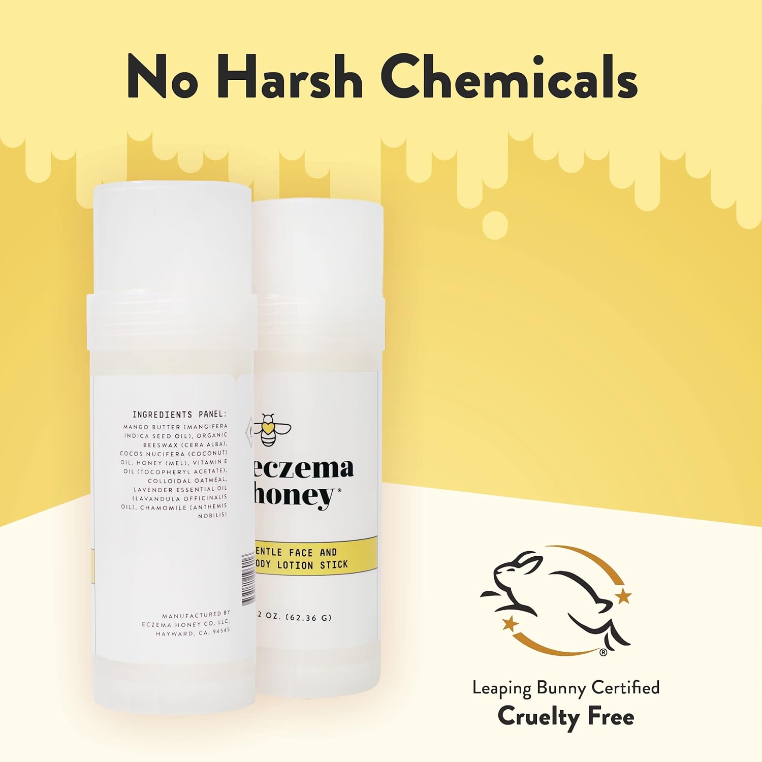 ECZEMA HONEY Gentle Face & Body Lotion Stick - Moisturizing Colloidal Oatmeal Hand Cream for Extremely Dry Skin - Eczema Lotion Helps Psoriasis, Dermatitis & More (2.2 Oz)-GlimoraGlow