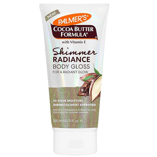 Palmer's Cocoa Butter Formula Shimmer Body Lotion with Vitamin E, 5.25 Fl Oz, Radiance Body Gloss, Help Blur Veins, Cellulite, Marks, 48 Hour Moisture-GlimoraGlow
