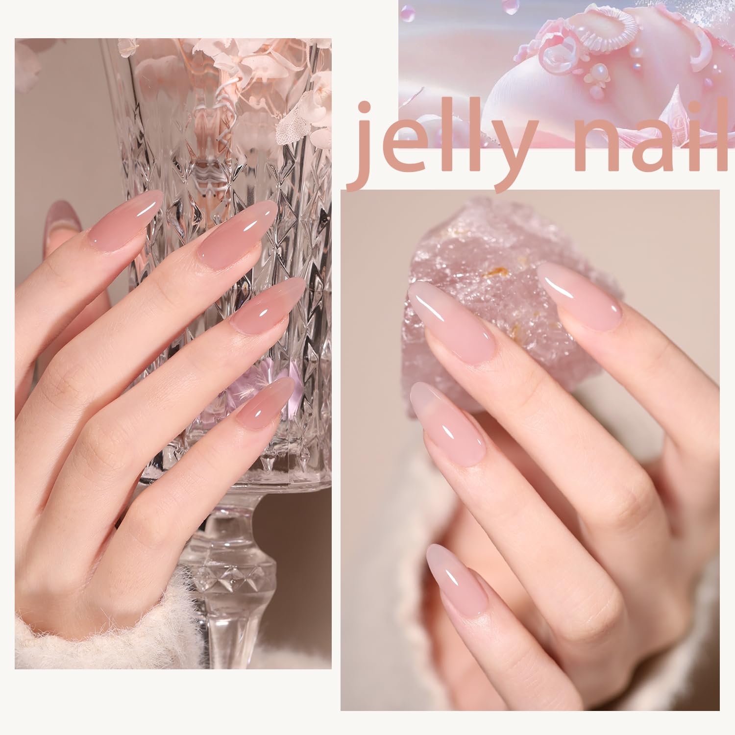Jelly Pink Gel Nail Polish Set of 10 Colors Nude Gel Polish Kit UV LED Soak Off Nail Polish Gel Home DIY Manicure Nail Art Salon Varnish-GlimoraGlow