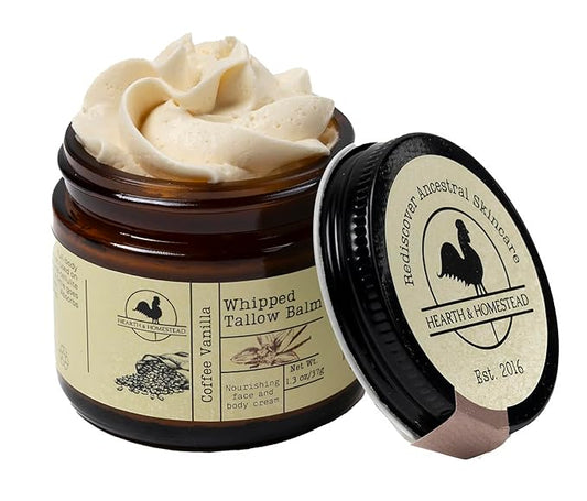 Handmade Whipped Tallow Balm (Coffee Vanilla) - Organic Body Butter with Infused Olive Oil - 1.3 oz …-GlimoraGlow