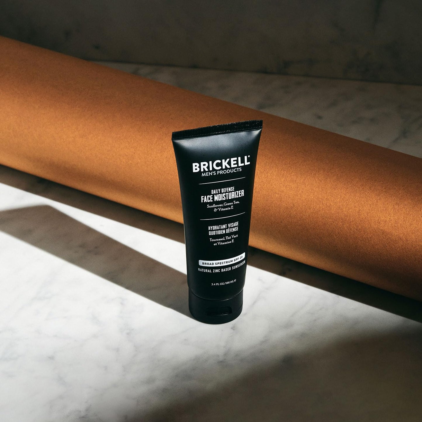 Brickell Men's Daily Defense SPF20 Face Moisturizer for Men, Natural & Organic, Zinc Oxide Face Moisturizing Mineral Sunscreen, Hydrates & Protects Skin Against Harmful UVA/B rays, 3.4oz, Unscented-GlimoraGlow