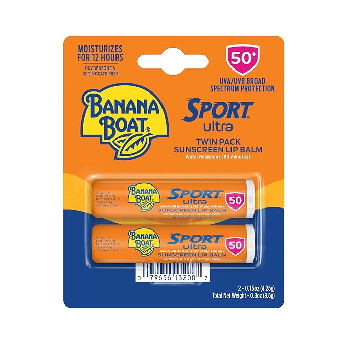 Banana Boat SPF#50+ Sport Ultra Lip Balm Twin Pack 0.15 Ounce-GlimoraGlow