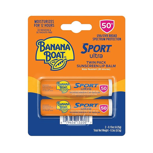 Banana Boat SPF#50+ Sport Ultra Lip Balm Twin Pack 0.15 Ounce-GlimoraGlow