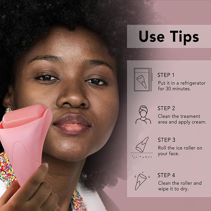 huefull Ice Roller for Face Women, Skin Care Set & Ice Face Roller，Self Care Gifts for Women,Reduces Puffiness and Wrinkle, Facial Massager Tool & Spa Pink Gifts-GlimoraGlow