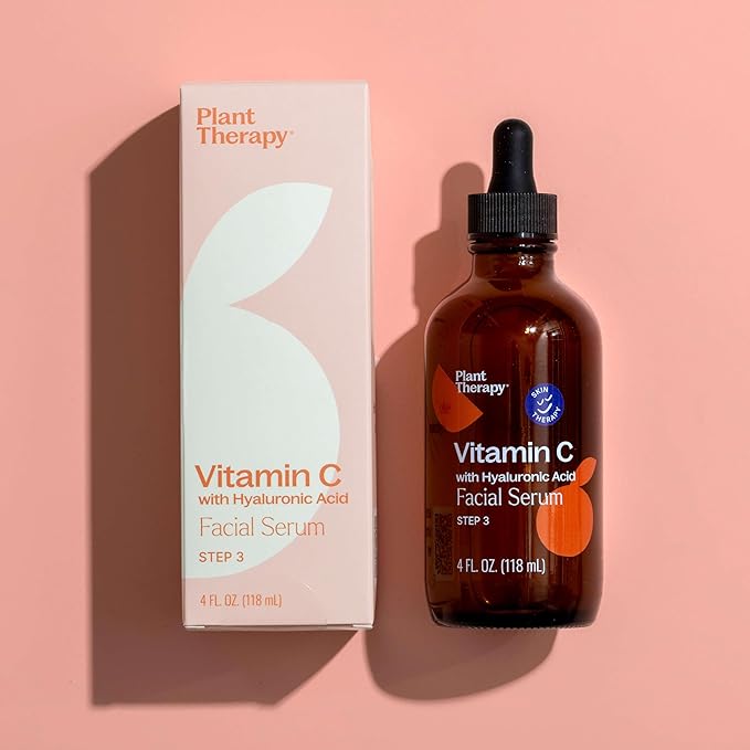 Plant Therapy Facial Serum with Vitamin C & Hyaluronic Acid 4 oz with Hyaluronic Acid, Ferulic Acid, and Vitamin E, Reduces the Appearance of Fine Lines & Wrinkles-GlimoraGlow