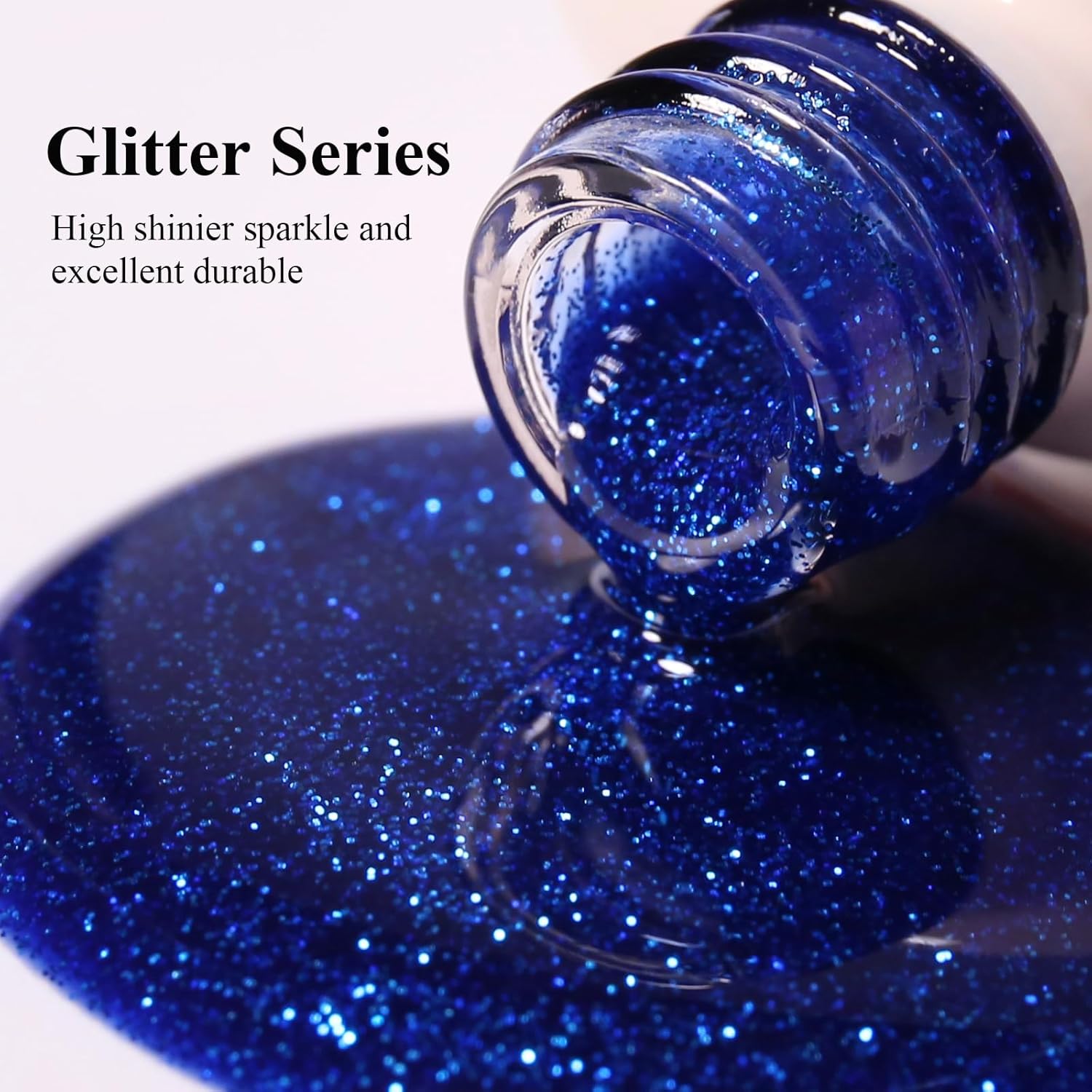 Imtiti Glitter Gel Nail Polish, Navy Blue Iridescent Glitter Gel Polish Diamond Shimmer Sparkle Soak Off UV LED Nail Gel Polish Autumn Winter Gel Polish Manicure Gel Nail Kit 10ML-GlimoraGlow