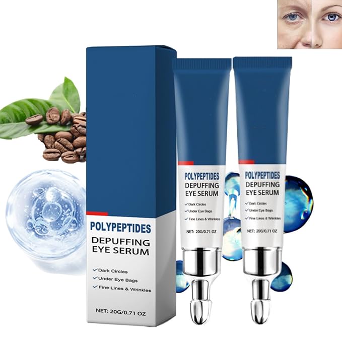 Peptide Depuffing Eye Serum, Himeye Peptide Eye Serum, Men's Caffeine Eye Serum, Men's Collagen Anti-Aging Eye Cream for Wrinkles, 0.5 Ounce (Pack of 2)-GlimoraGlow